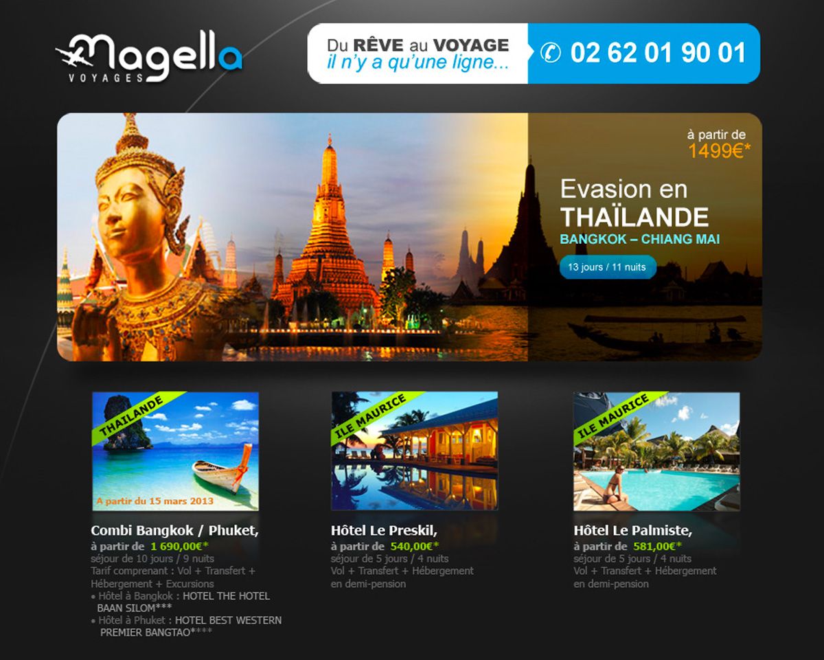 Site internet MAGELLA VOYAGES Réunion - Novacom